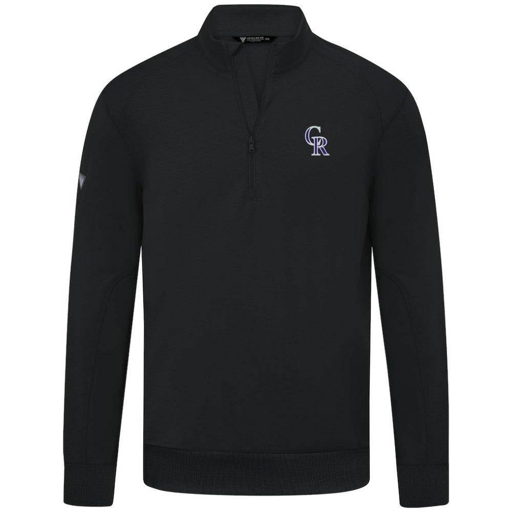 Colorado Rockies Levelwear Upright Insignia Tri-Blend Quarter-Zip Pullover Black