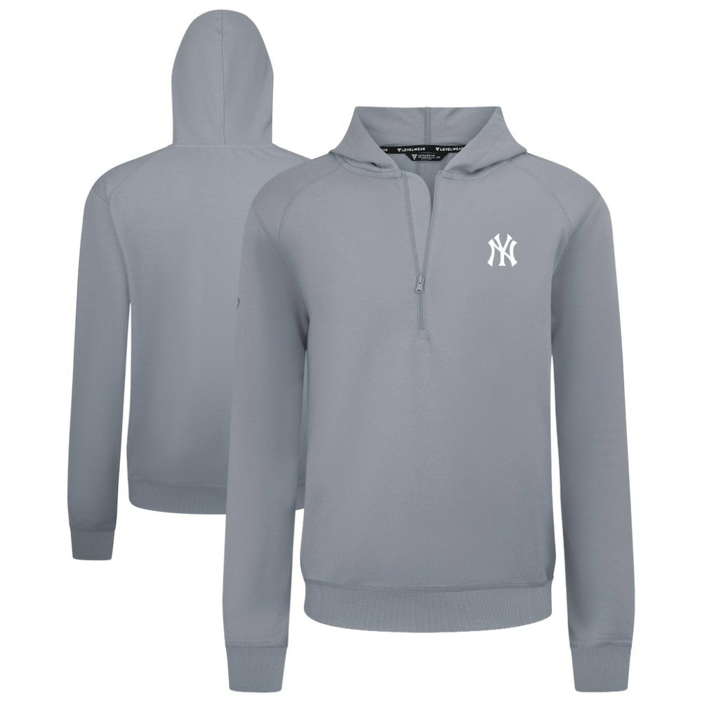 New York Yankees Levelwear Technic Insignia Quarter-Zip Hoodie Gray