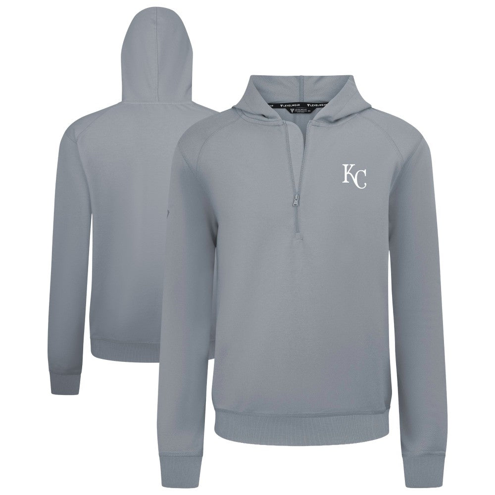 Kansas City Royals Levelwear Technic Insignia Quarter-Zip Hoodie Gray