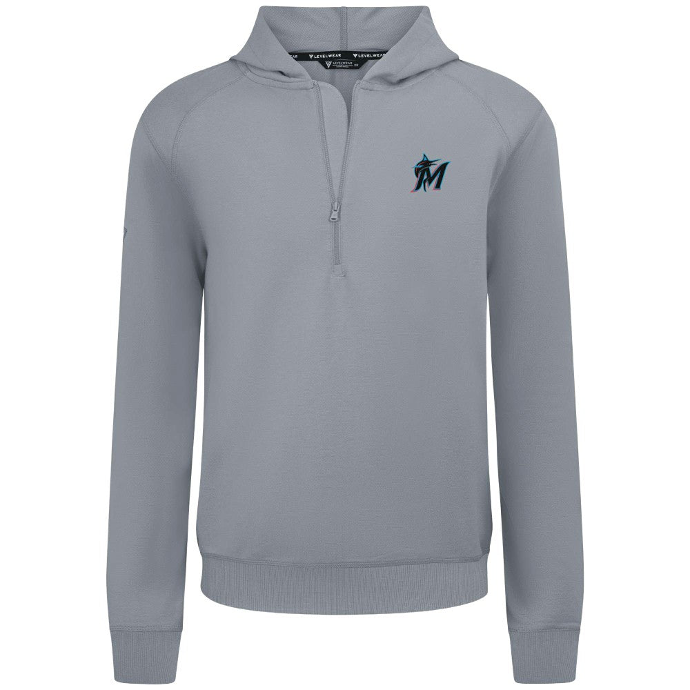 Miami Marlins Levelwear Technic Insignia Quarter-Zip Hoodie Gray