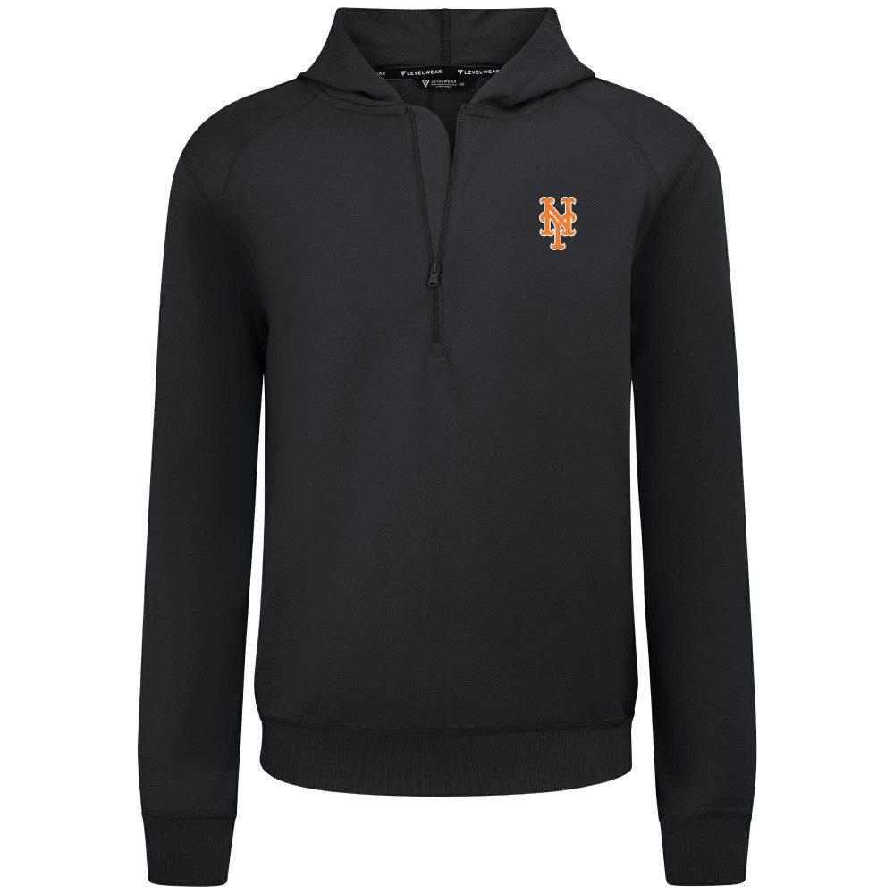 New York Mets Levelwear Technic Insignia Quarter-Zip Hoodie Black