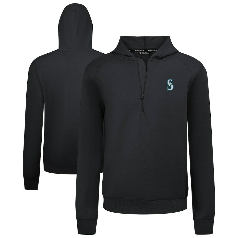 Seattle Mariners Levelwear Technic Insignia Quarter-Zip Hoodie Black