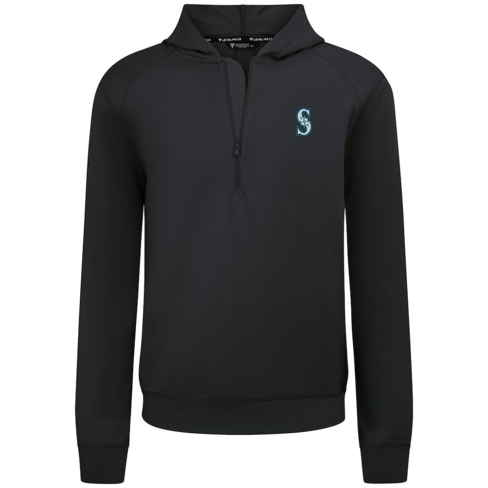 Seattle Mariners Levelwear Technic Insignia Quarter-Zip Hoodie Black