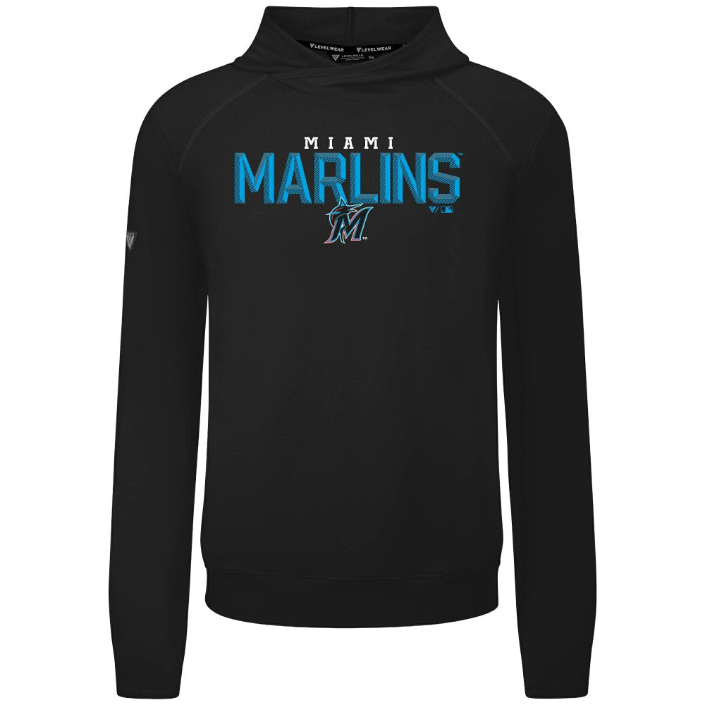 Miami Marlins Levelwear Mandate Carve Tri-Blend Hoodie Black