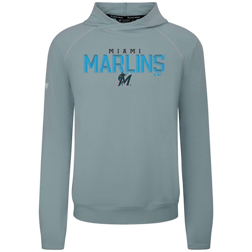 Miami Marlins Levelwear Mandate Carve Tri-Blend Hoodie Gray