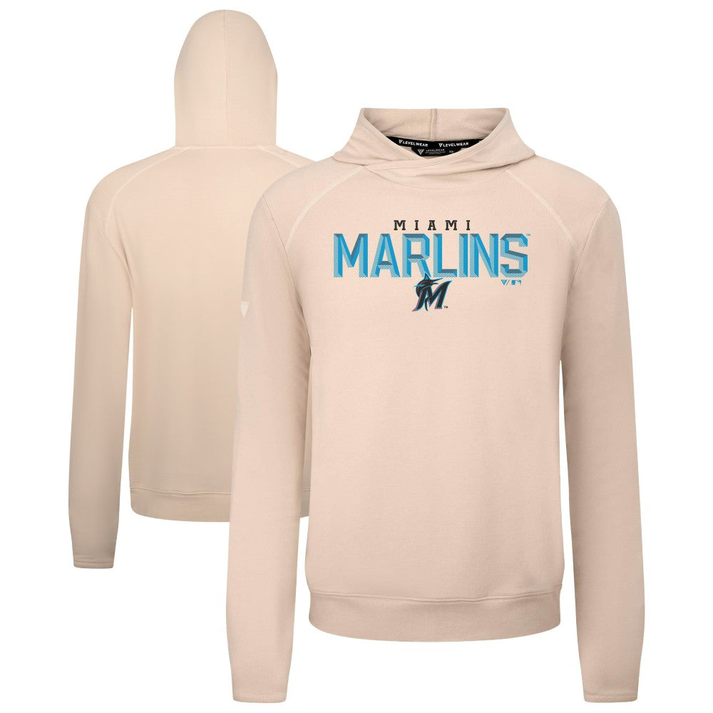 Miami Marlins Levelwear Mandate Carve Tri-Blend Hoodie Khaki