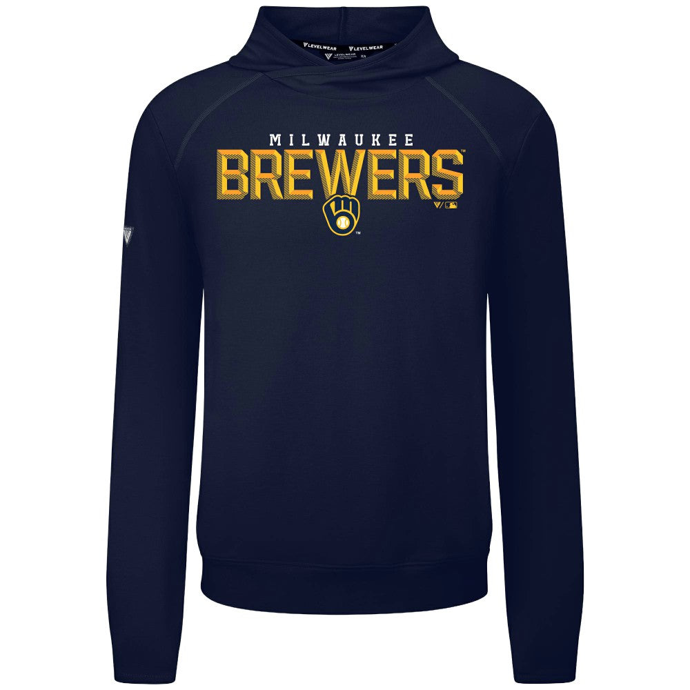 Milwaukee Brewers Levelwear Mandate Carve Tri-Blend Hoodie Navy