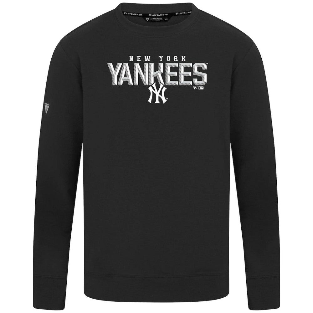 New York Yankees Levelwear Mandate Carve Tri-Blend Sweatshirt Black