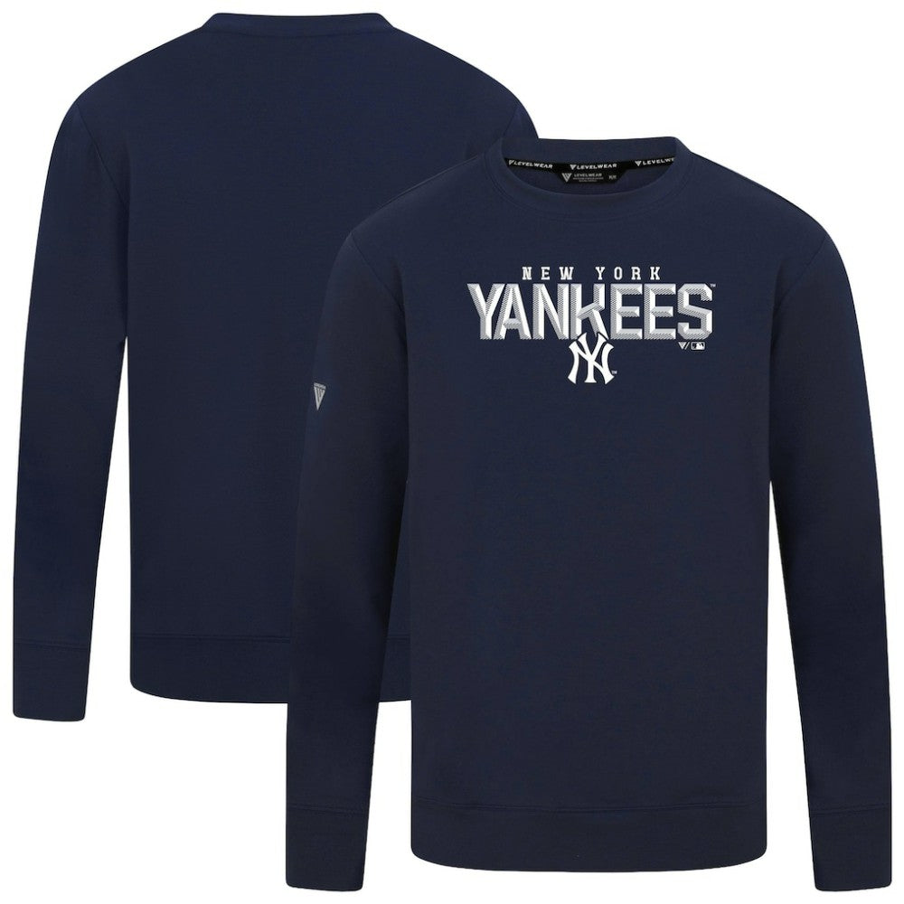 New York Yankees Levelwear Mandate Carve Tri-Blend Sweatshirt Navy
