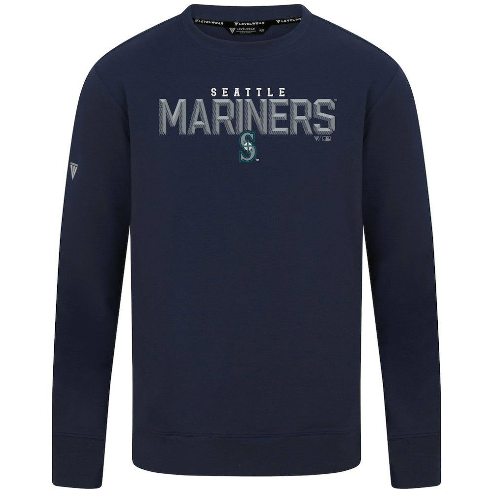 Seattle Mariners Levelwear Mandate Carve Tri-Blend Sweatshirt Navy