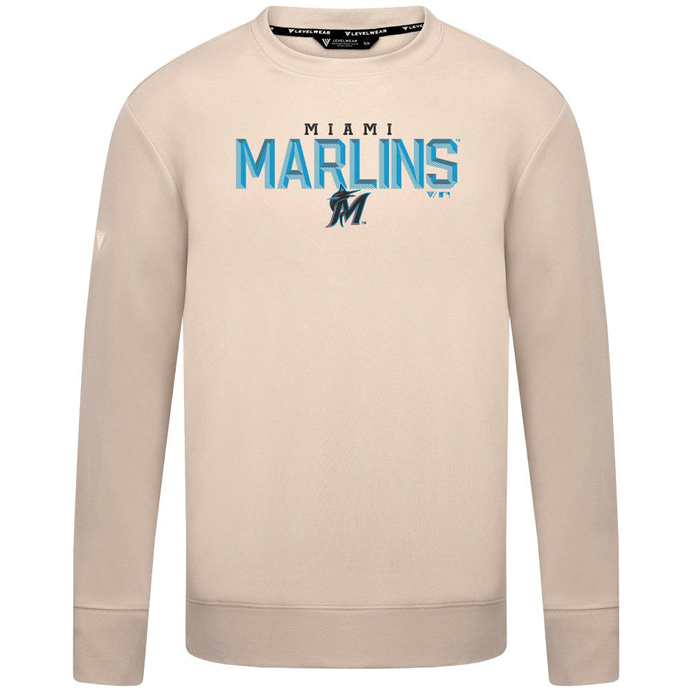 Miami Marlins Levelwear Mandate Carve Tri-Blend Sweatshirt Khaki