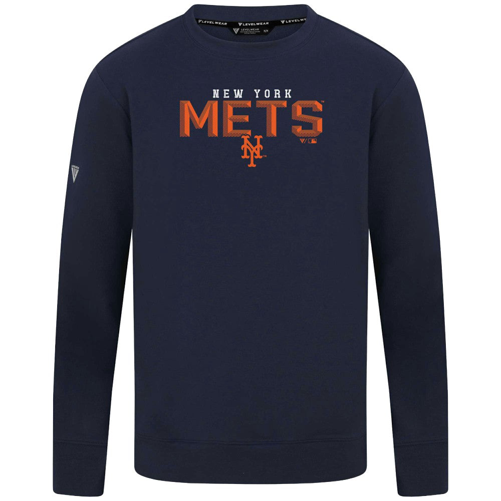 New York Mets Levelwear Mandate Carve Tri-Blend Sweatshirt Navy