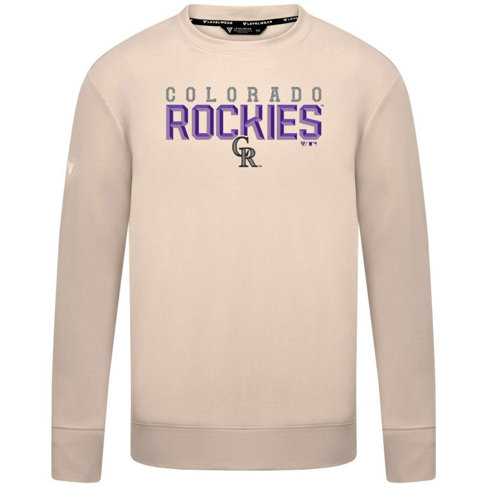 Colorado Rockies Levelwear Mandate Carve Tri-Blend Sweatshirt Khaki