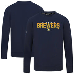 Milwaukee Brewers Levelwear Mandate Carve Tri-Blend Sweatshirt Navy