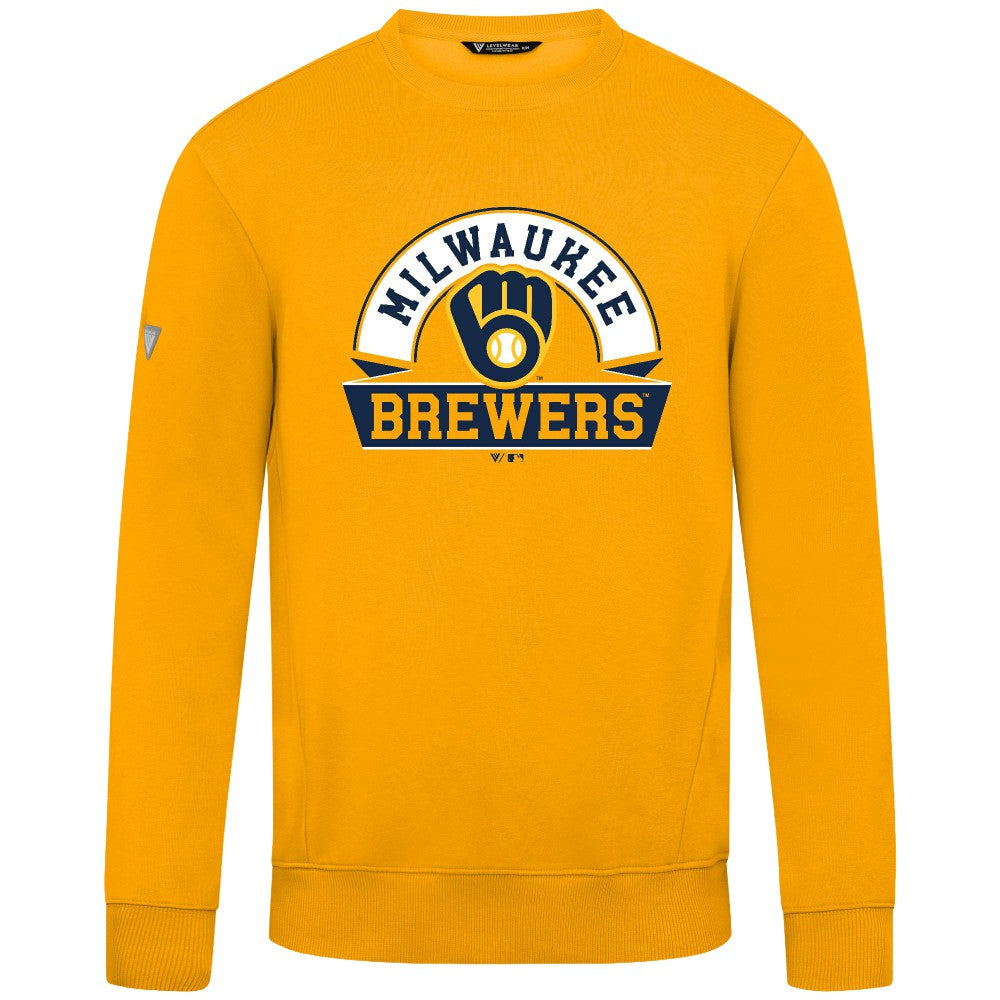 Milwaukee Brewers Levelwear Zane Banner Arch Sweatshirt Gold