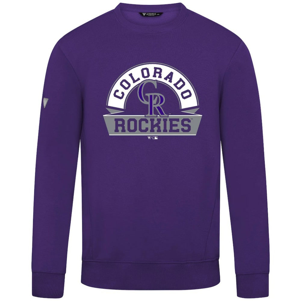 Colorado Rockies Levelwear Zane Banner Arch Sweatshirt Purple