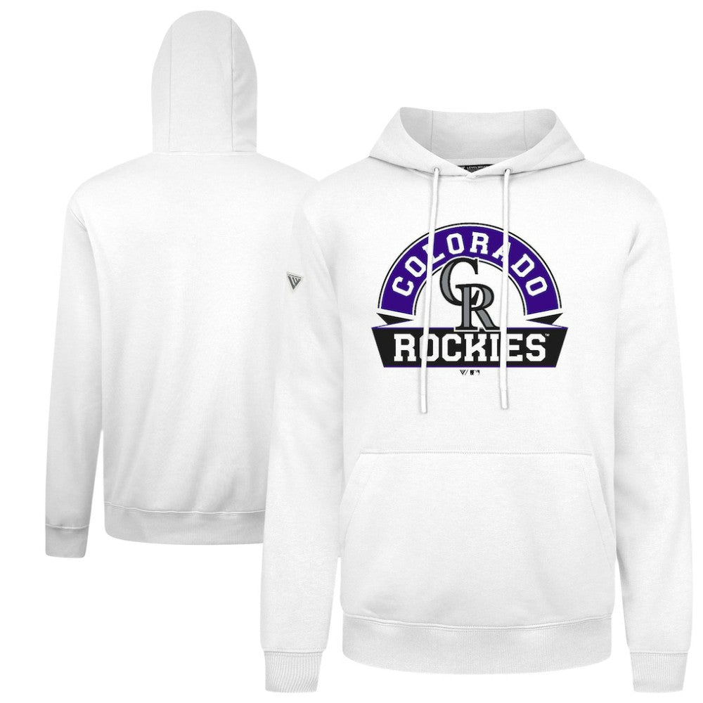 Colorado Rockies Levelwear Podium Banner Arch Hoodie White
