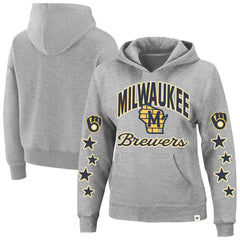 Milwaukee Brewers Women's Plus Size Starry Eye Hoodie Heather Gray