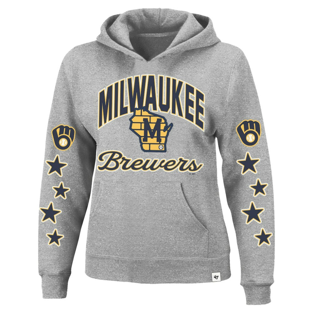 Milwaukee Brewers Women's Plus Size Starry Eye Hoodie Heather Gray