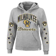 Milwaukee Brewers Women's Plus Size Starry Eye Hoodie Heather Gray