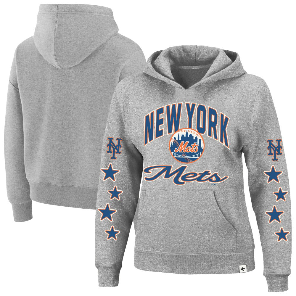 New York Mets Women's Plus Size Starry Eye Hoodie Heather Gray