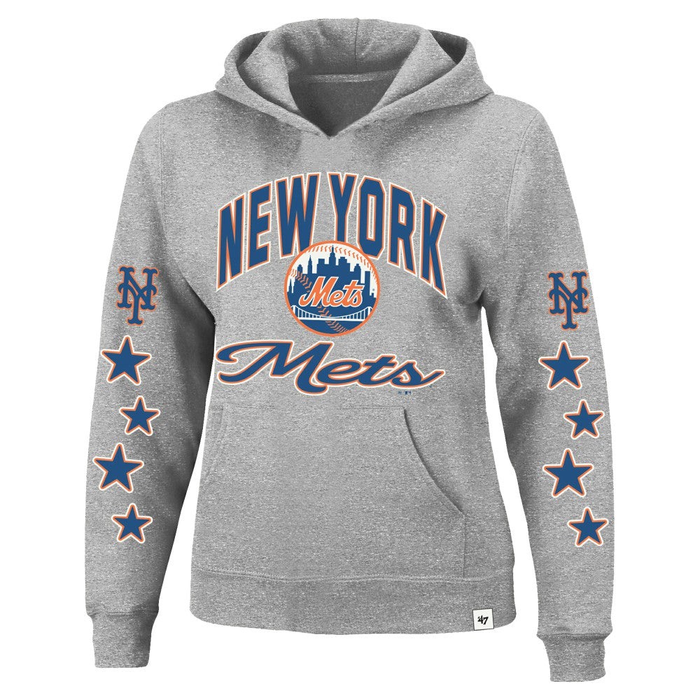 New York Mets Women's Plus Size Starry Eye Hoodie Heather Gray