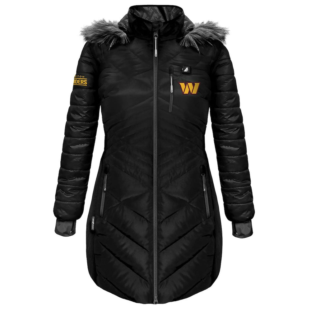 Washington Commanders ActionHeat Women's 5V Battery Heated Long Puffer Full-Zip Hoodie Jacket - Black discount