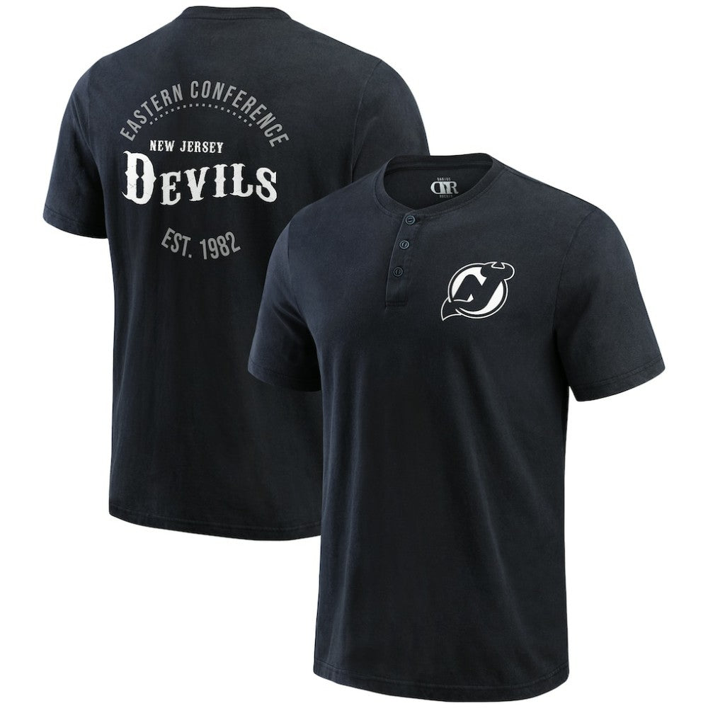 New Jersey Devils Darius Rucker Collection by Fanatics Fanatics Fest Washed Henley T-Shirt - Black T-shirts