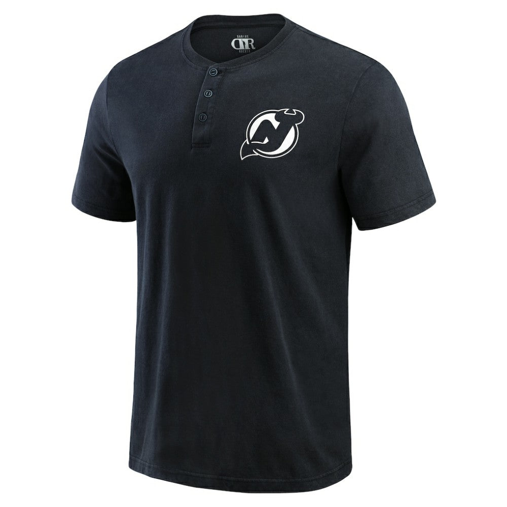 New Jersey Devils Darius Rucker Collection by Fanatics Fanatics Fest Washed Henley T-Shirt - Black T-shirts
