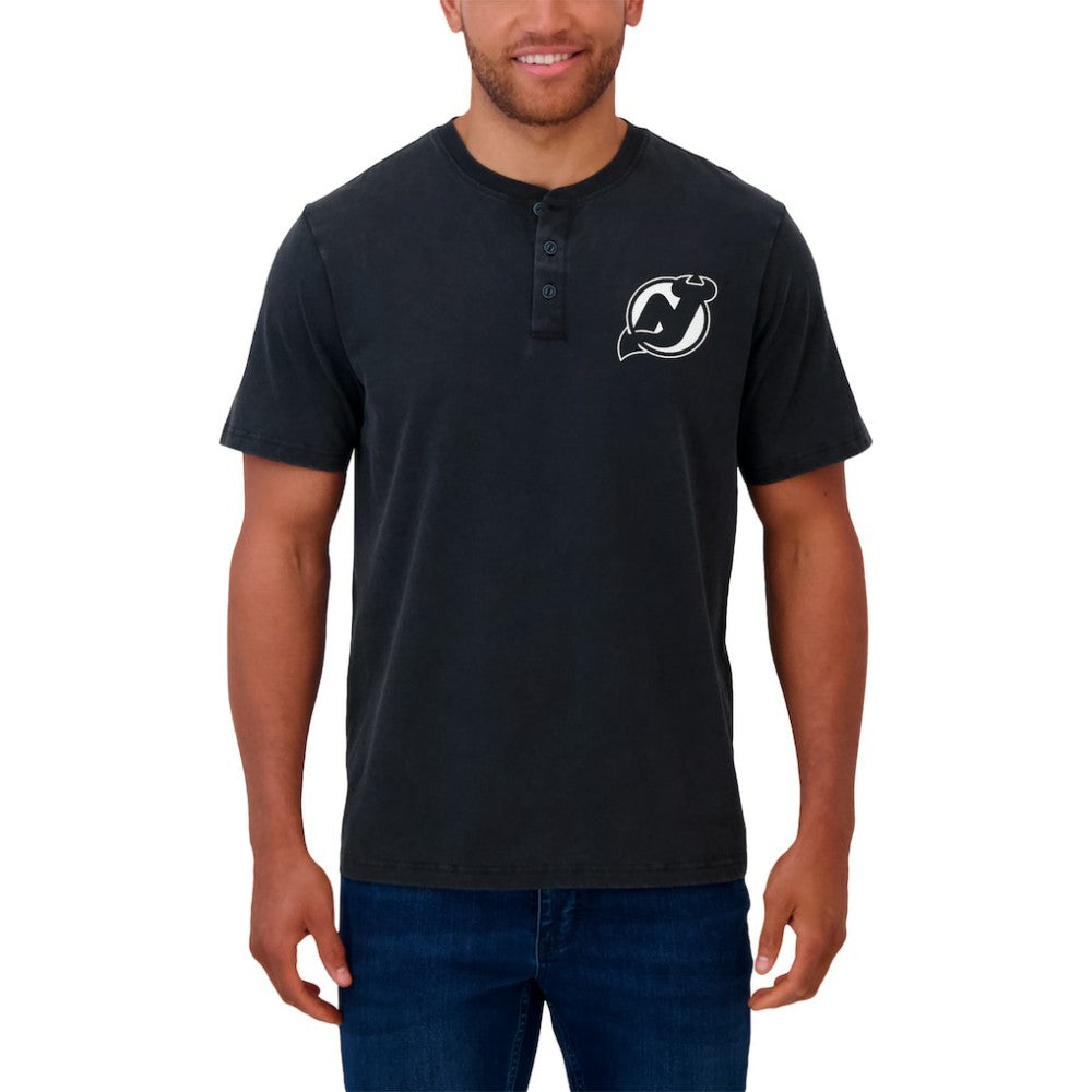 New Jersey Devils Darius Rucker Collection by Fanatics Fanatics Fest Washed Henley T-Shirt - Black T-shirts