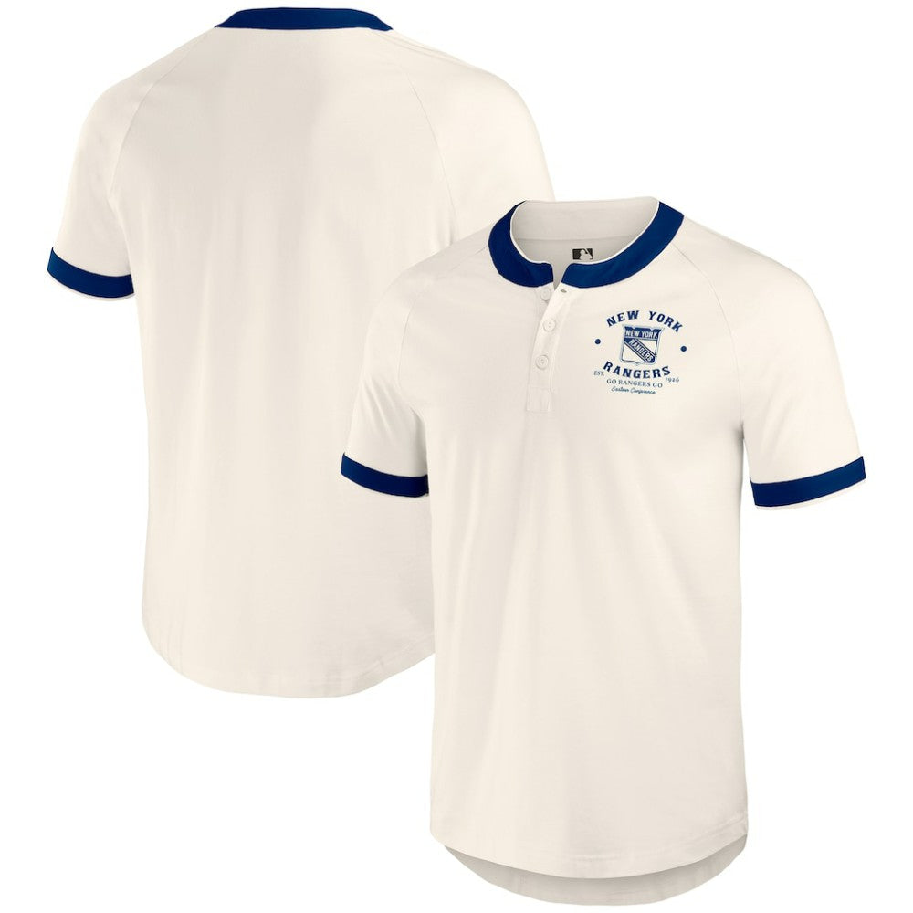 New York Rangers Darius Rucker Collection by Fanatics Fanatics Fest Henley Raglan T-Shirt - Cream T-shirts