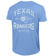 Texas Rangers Champion Vintage 3-Hit Tri-Blend T-Shirt Light Blue
