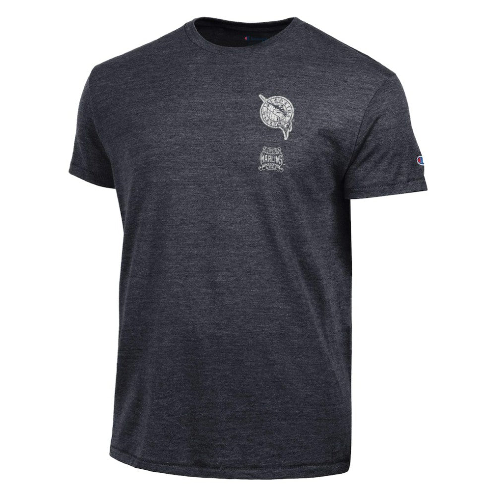 Miami Marlins Champion Vintage 3-Hit Tri-Blend T-Shirt Black