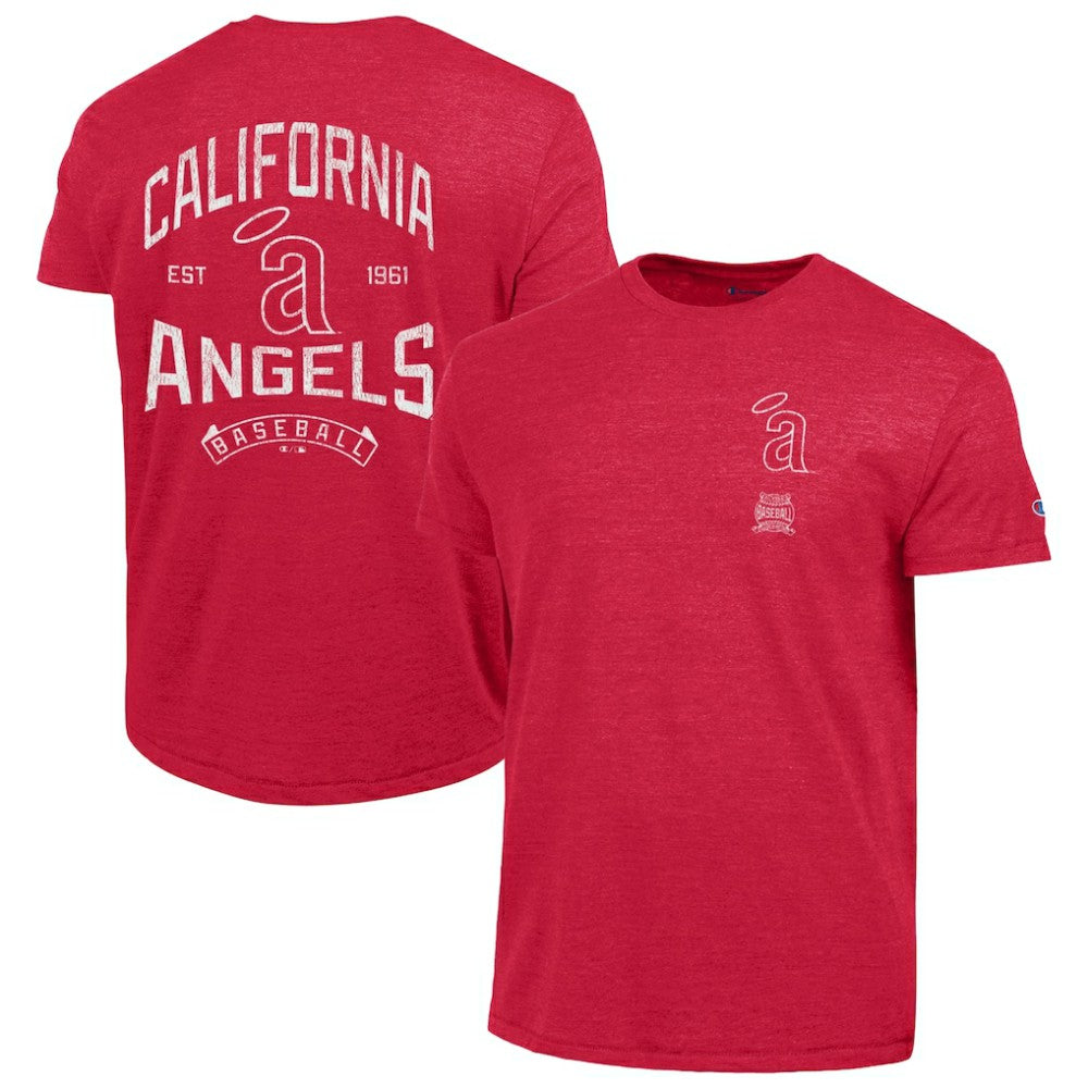 Los Angeles Angels Champion Vintage 3-Hit Tri-Blend T-Shirt Red