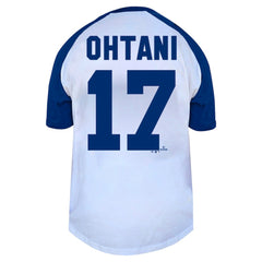 Shohei Ohtani Los Angeles Dodgers Profile Women's Plus Size Name & Number Raglan Henley T-Shirt White