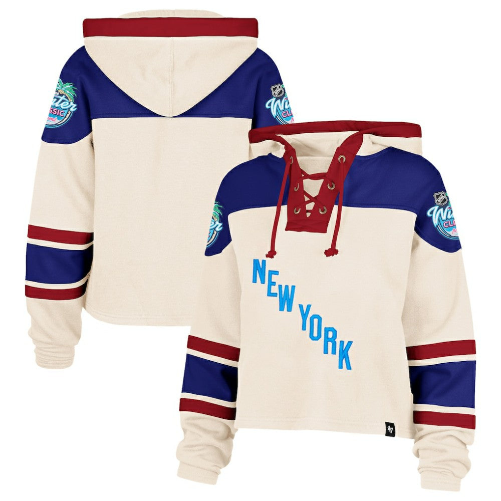 New York Rangers '47 Women's 2026 NHL Winter Classic Cropped Superior Lacer Hoodie - Cream Hoodies