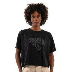 Jacksonville Jaguars Starter Women's Rhinestone Sprinkle Boxy Cropped T-Shirt - Black on sale