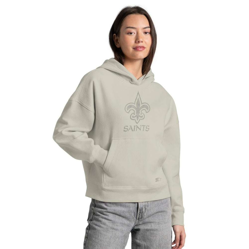 New Orleans Saints Starter Women's Rhinestone Relaxed Hoodie - Khaki discount
