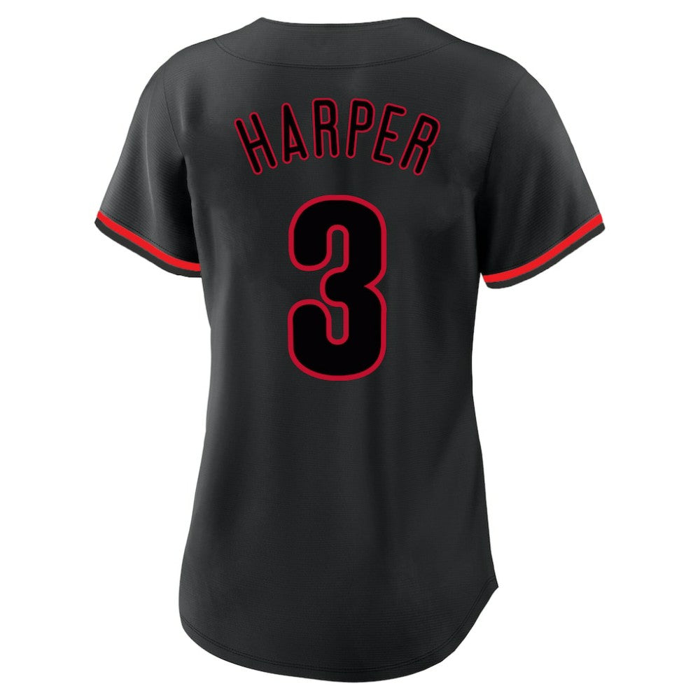 Bryce Harper Philadelphia Phillies Profile Women's Plus Size Player Name & Number Fashion Jersey Black