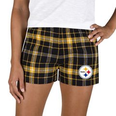 Pittsburgh Steelers Concepts Sport Women's Ultimate Flannel Shorts - Black/Gold for sale