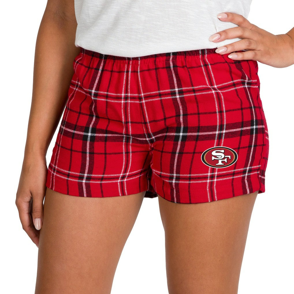 San Francisco 49ers Concepts Sport Women's Ultimate Flannel Shorts - Scarlet/Black outlet