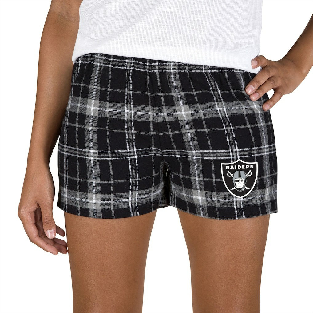 Las Vegas Raiders Concepts Sport Women's Ultimate Flannel Shorts - Black/Gray for sale