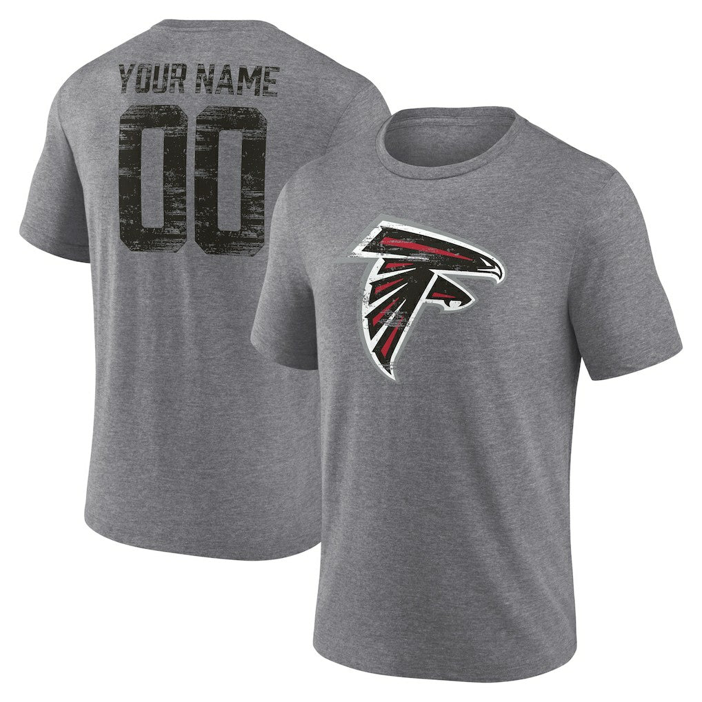 Atlanta Falcons Heritage Custom Name & Number Tri-Blend T-Shirt - Gray cheap