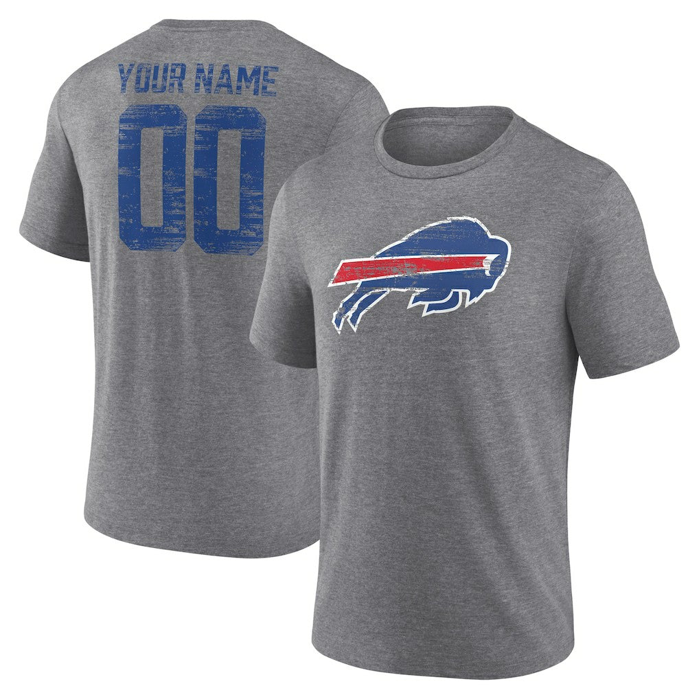 Buffalo Bills Heritage Custom Name & Number Tri-Blend T-Shirt - Gray discount