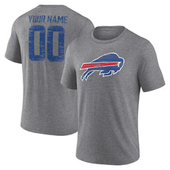 Buffalo Bills Heritage Custom Name & Number Tri-Blend T-Shirt - Gray discount
