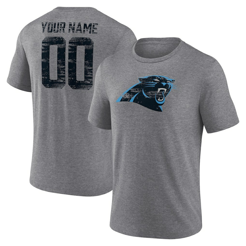 Carolina Panthers Heritage Custom Name & Number Tri-Blend T-Shirt - Gray outlet