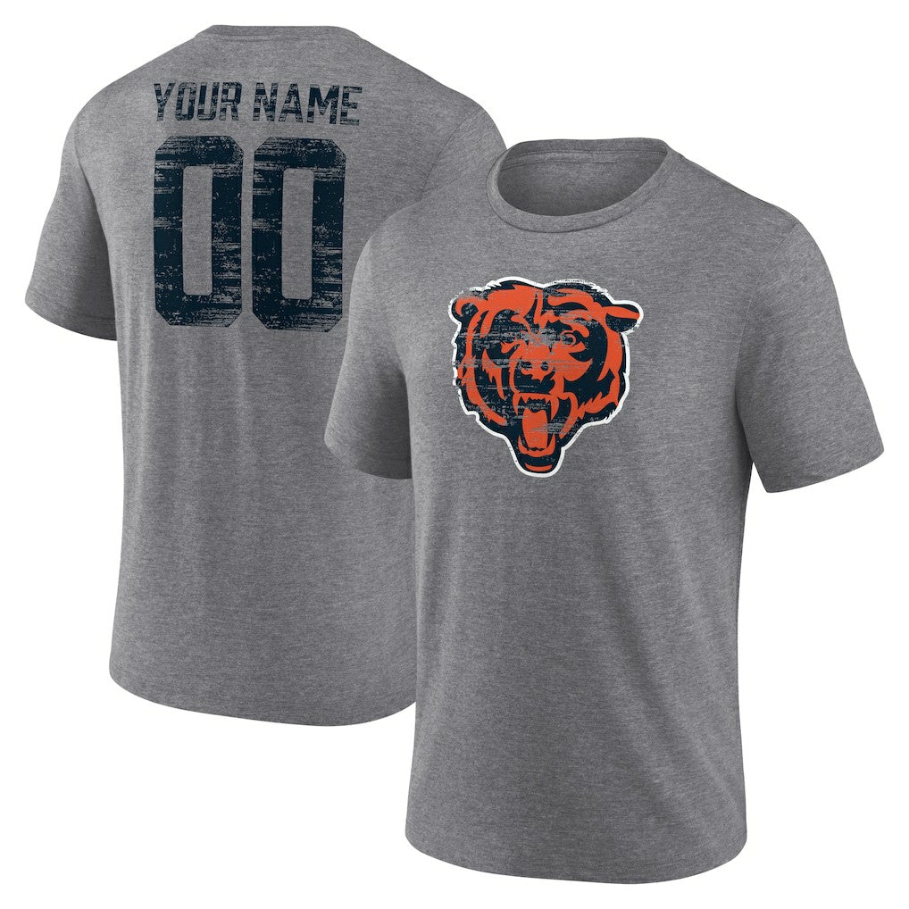 Chicago Bears Heritage Custom Name & Number Tri-Blend T-Shirt - Gray cheap