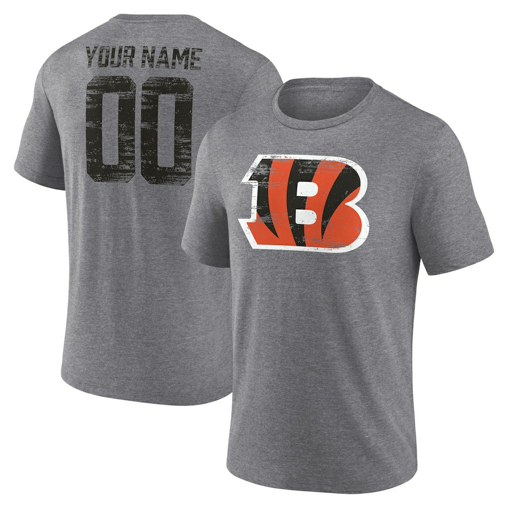 Cincinnati Bengals Heritage Custom Name & Number Tri-Blend T-Shirt - Gray cheap