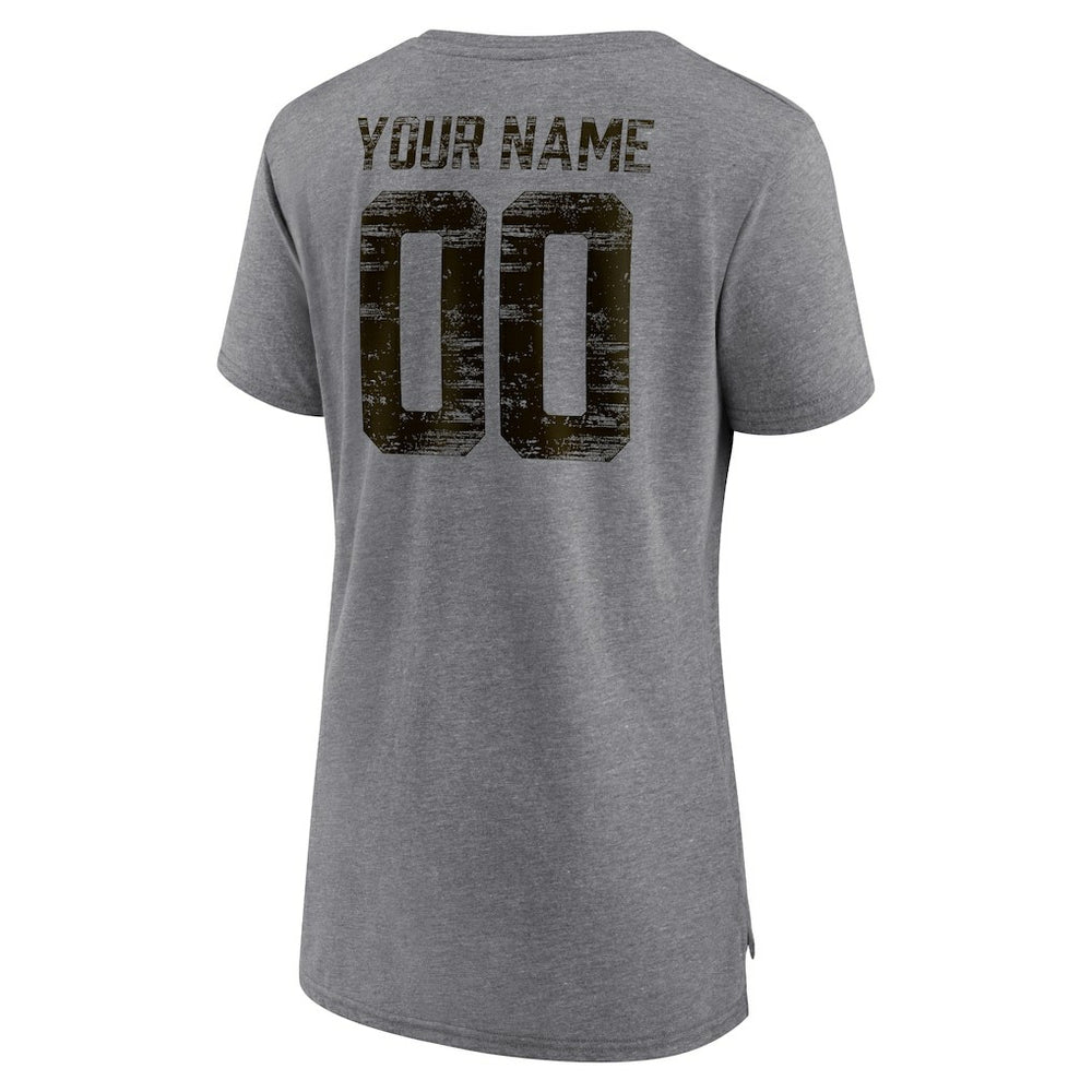 Cleveland Browns Women's Heritage Custom Name & Number Tri-Blend T-Shirt - Gray outlet