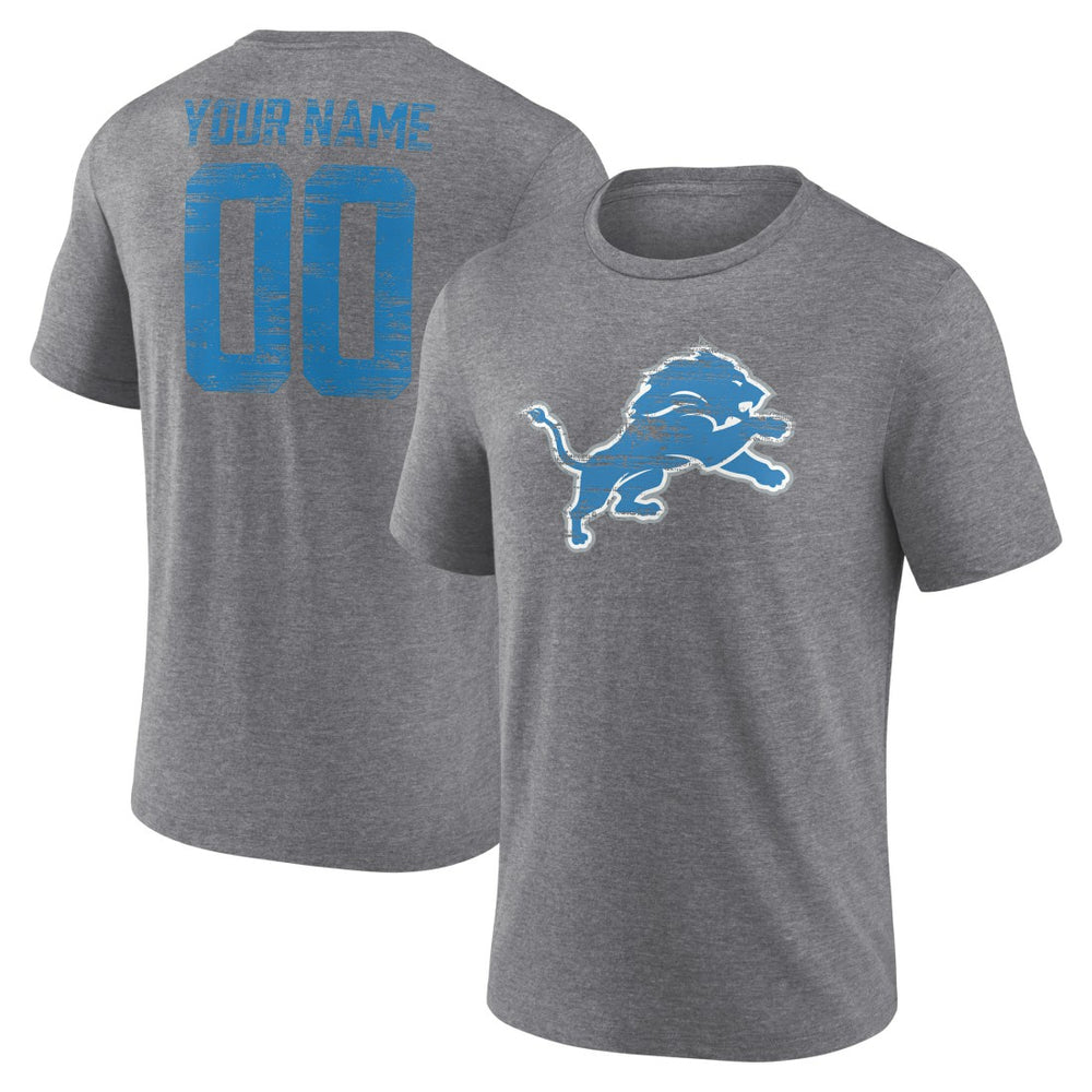 Detroit Lions Heritage Custom Name & Number Tri-Blend T-Shirt - Gray on sale